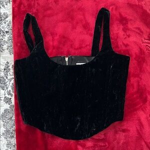 With Jean Black Velvet Corset Top